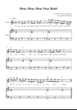 Row, Row, Row Your Boat - Flute & Piano in C With Chords & Lyric - Easy