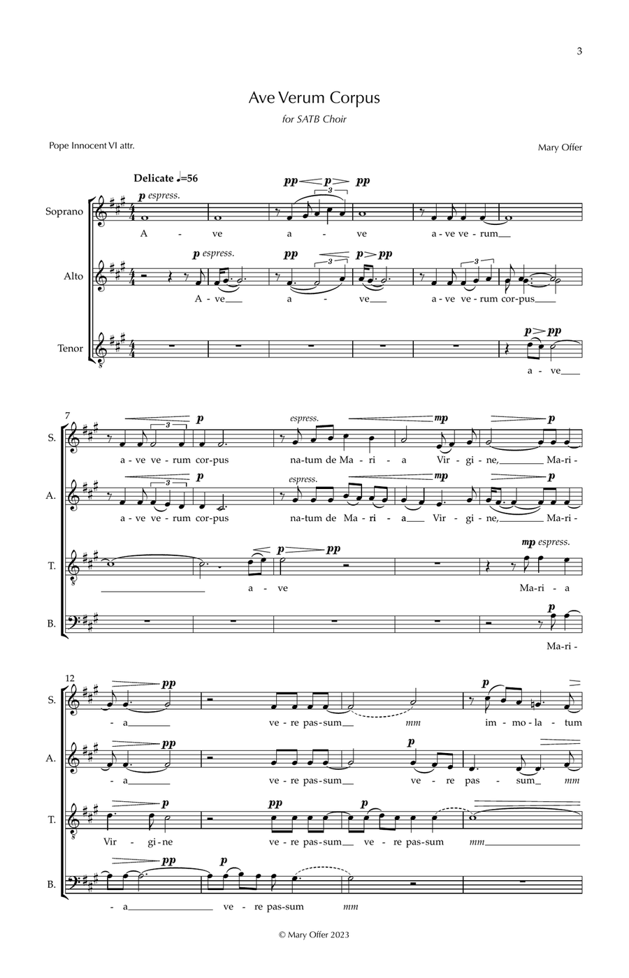 Ave Verum Corpus 4-Part - Digital Sheet Music page 2
