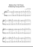 Believe Me, If All those Endearing Young Charms - Piano in D With Lyric & Chords