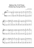 Believe Me, If All those Endearing Young Charms - Piano in C With Lyric & Chords