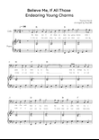 Believe Me, If All those Endearing Young Charms - Cello & Piano in Bb With Lyric & Chords