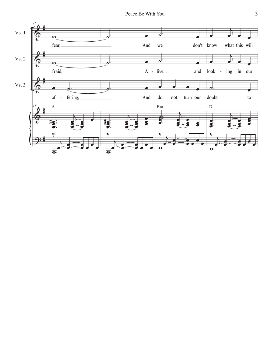 Peace Be With You (2-part choir) by Stephen DeCesare 2-Part - Digital Sheet Music page 3
