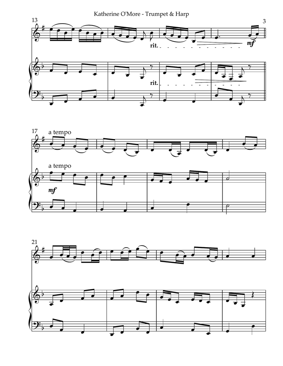 Katherine O’More, Duet for Bb Trumpet & Harp Trumpet Duet - Digital Sheet Music page 3