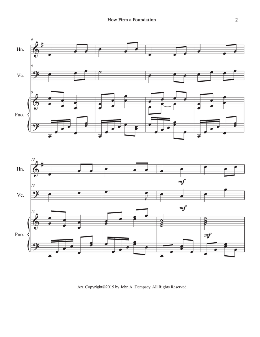 How Firm a Foundation (Trio for Horn in F, Cello and Piano) by John A. Dempsey Small Ensemble - Digital Sheet Music page 6