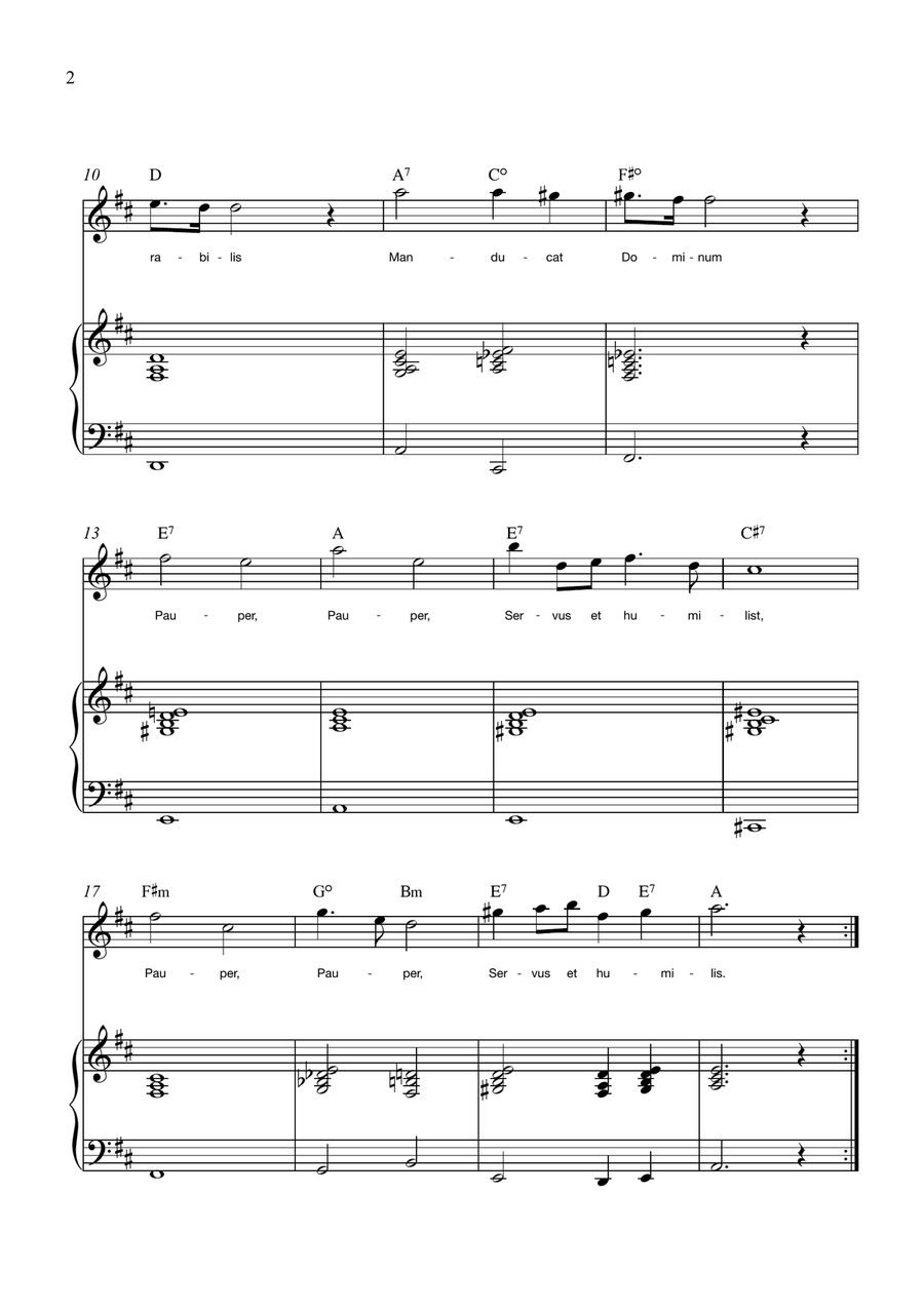 Panis Angelicus - Voice & Piano in D With Lyric & Chords - Easy by Cesar Auguste Franck Piano, Vocal - Digital Sheet Music page 2