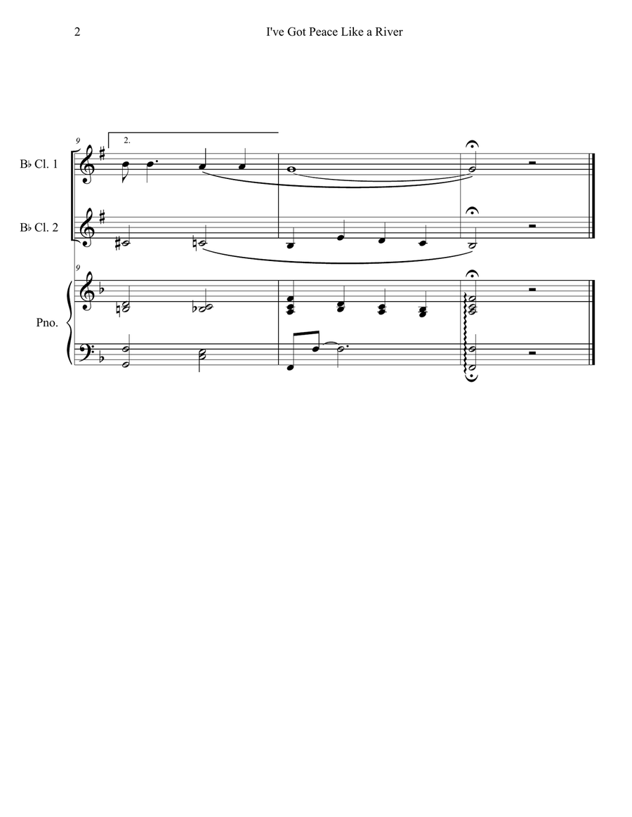 I've Got Peace Like a River (Clarinet Duet with Piano Accompaniment) by Traditional Clarinet Duet - Digital Sheet Music page 2