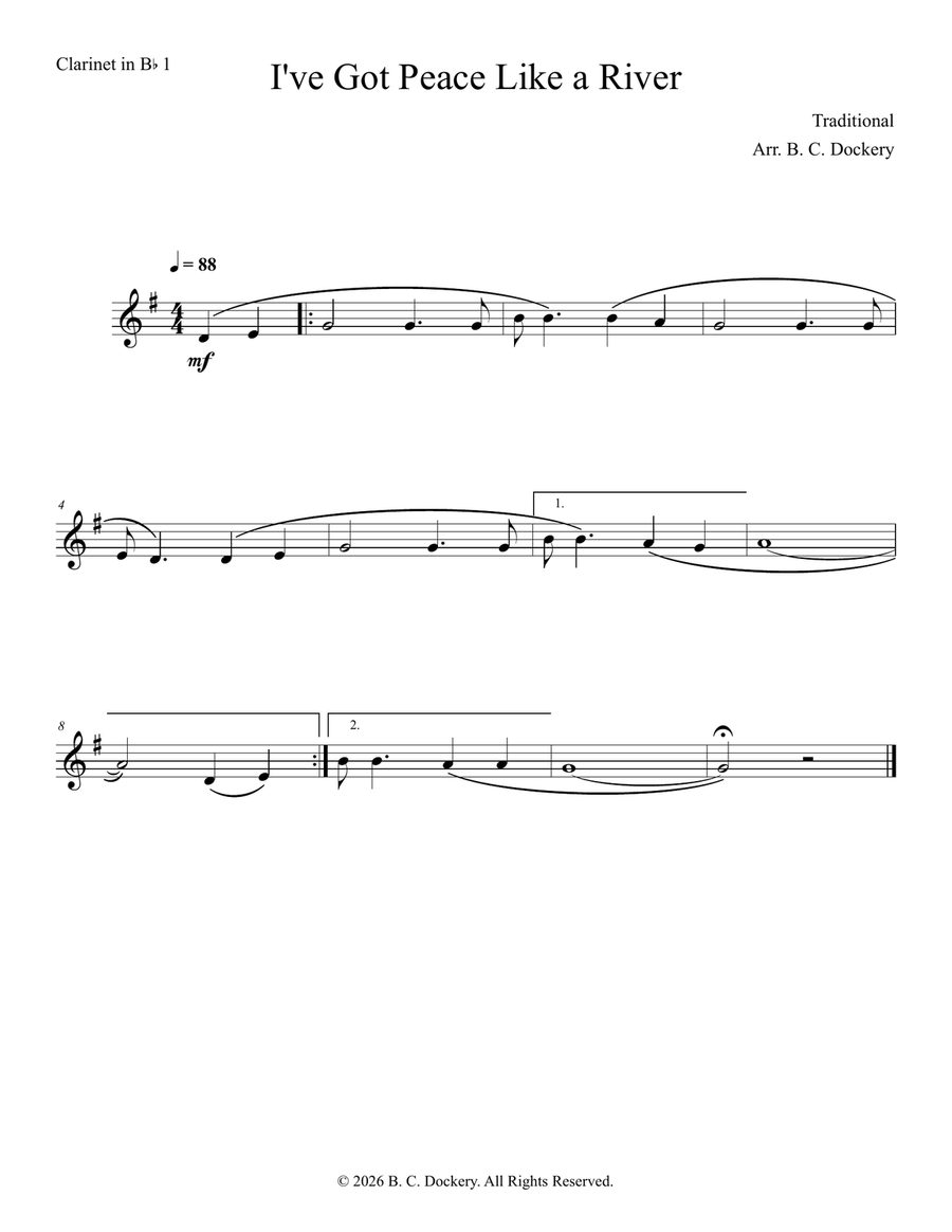 I've Got Peace Like a River (Clarinet Solo with Piano Accompaniment) by Traditional B-Flat Clarinet - Digital Sheet Music page 2