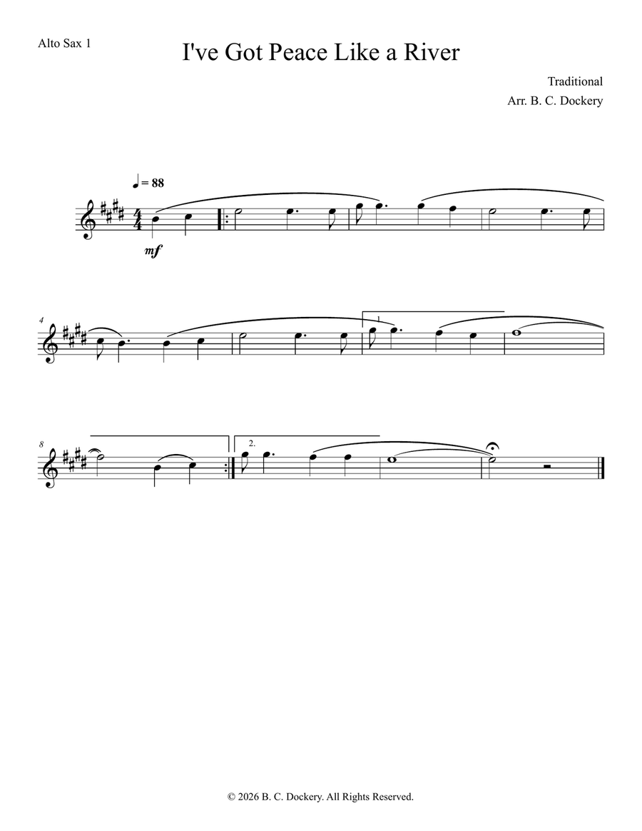 I've Got Peace Like a River (Alto Sax Duet with Piano Accompaniment) by Traditional Woodwind Duet - Digital Sheet Music page 3