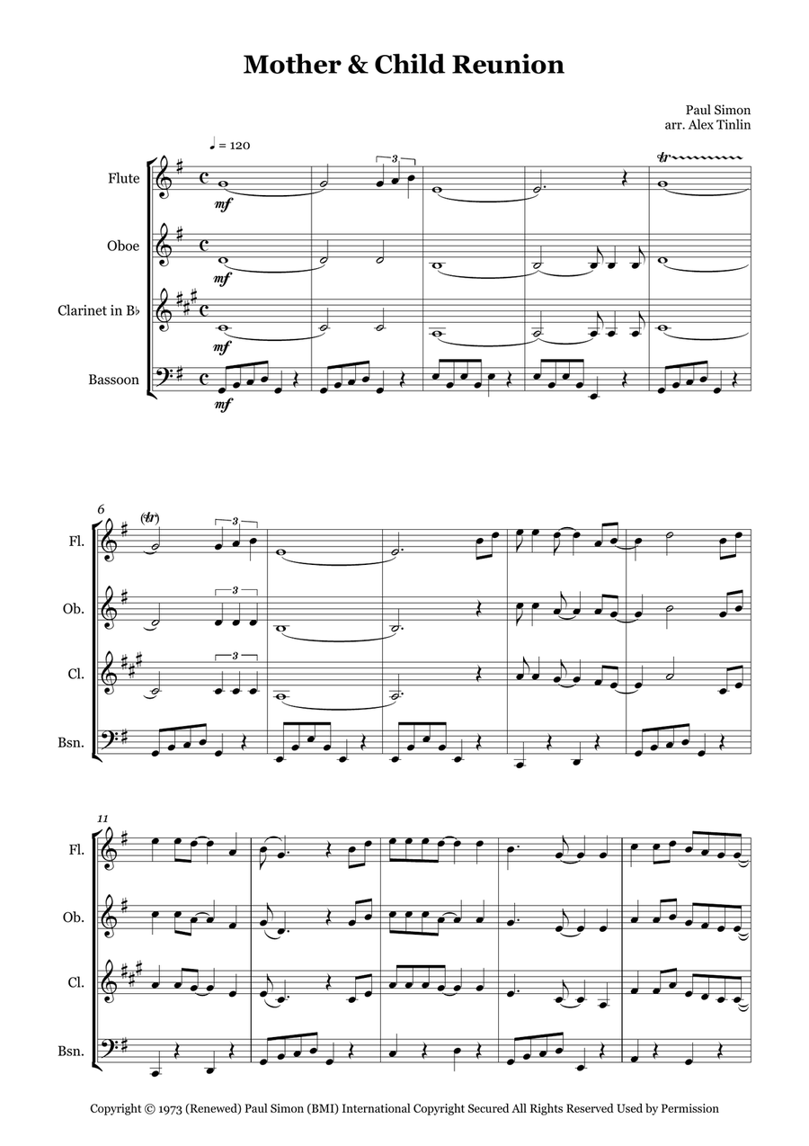 Mother And Child Reunion by Paul Simon Woodwind Quartet - Digital Sheet Music page 2