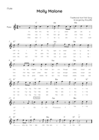 Molly Malone - Woodwind Quartet in C With Chords & Lyric - Easy Woodwind Quartet scores gallery preview page 4