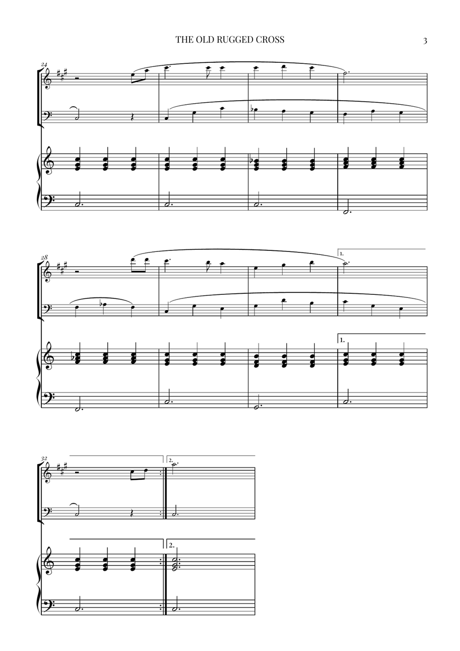 The Old Rugged Cross - Alto Sax, Trombone and Piano Trombone Duet - Digital Sheet Music page 3