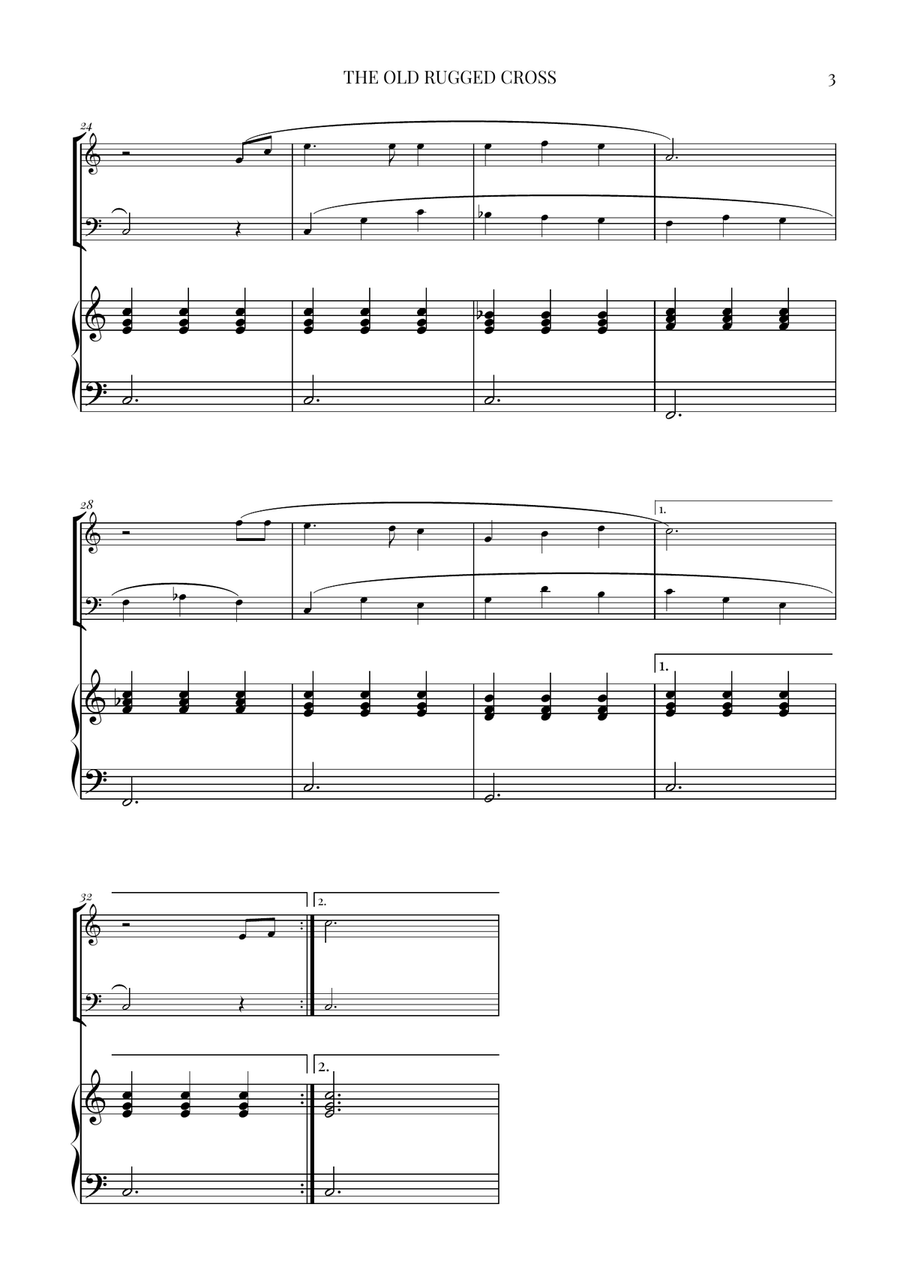 The Old Rugged Cross - Oboe, Trombone and Piano Trombone Duet - Digital Sheet Music page 3