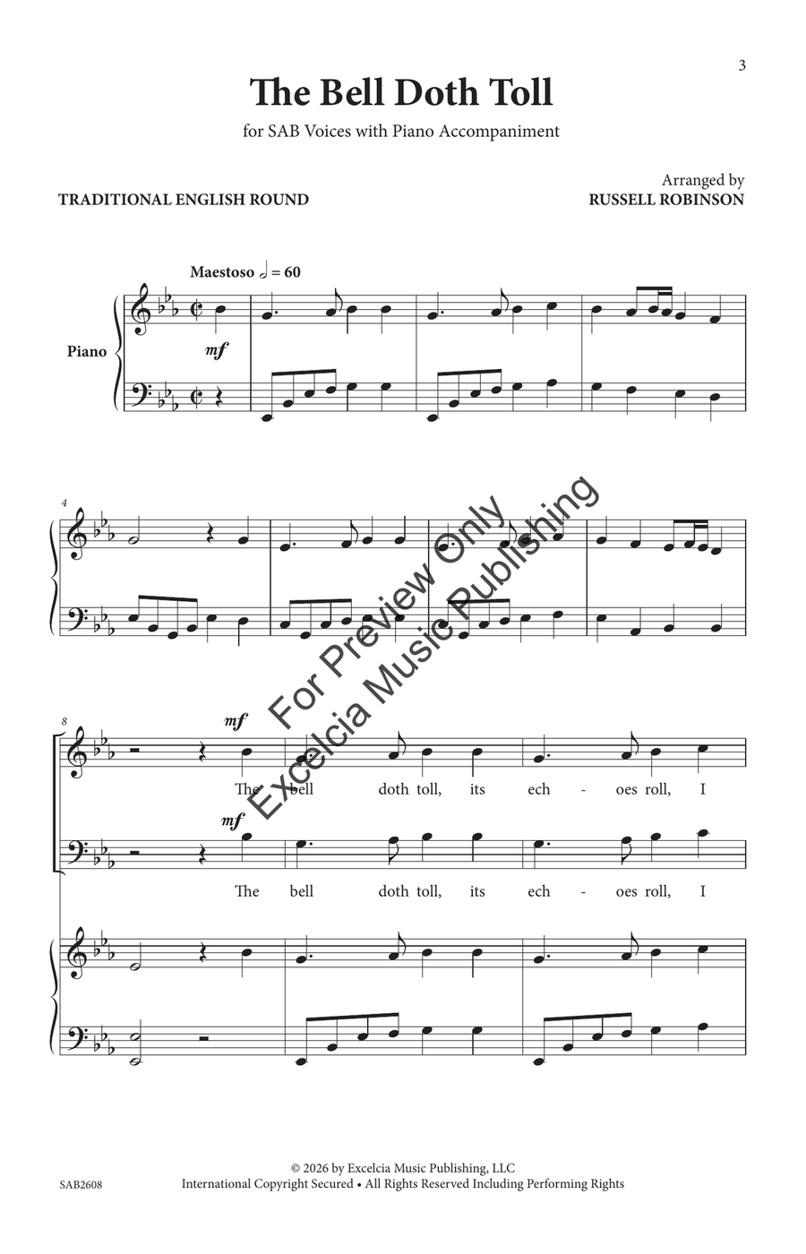 The Bell Doth Toll (SAB) by Russell L. Robinson 3-Part - Sheet Music page 4