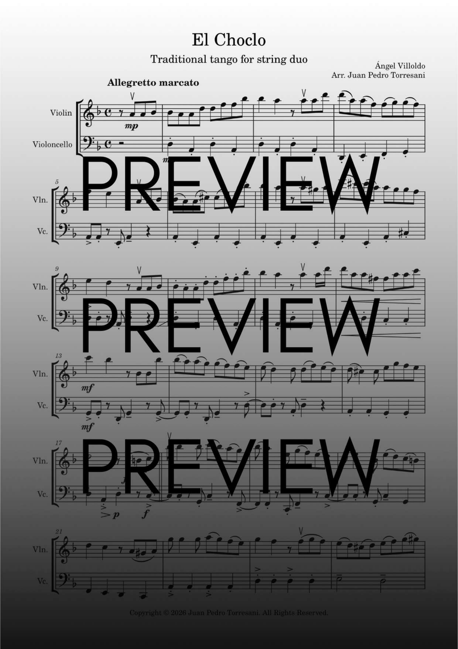 El Choclo (String duo arrangement) String Duet - Digital Sheet Music page 2