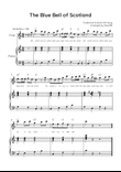 The Blue Bell of Scotland - Flute & Piano in C With Chords & Lyric - Easy
