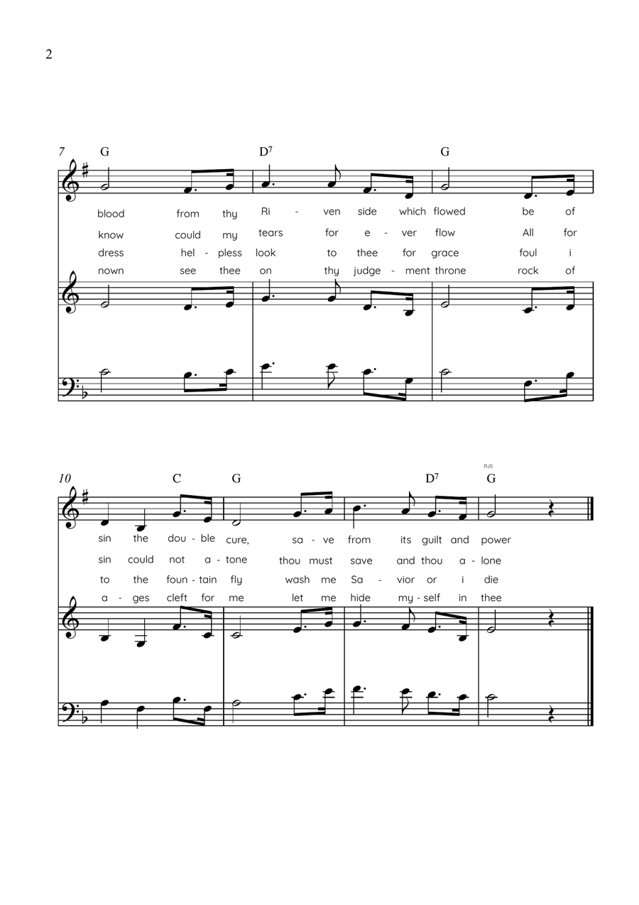 Rock of Ages - Brass Trio in F With Chords & Lyric - Easy Brass Trio - Digital Sheet Music page 2