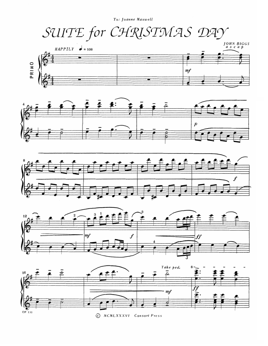 Suite for Christmas Day (Downloadable) by John Biggs Piano Duet - Digital Sheet Music page 3