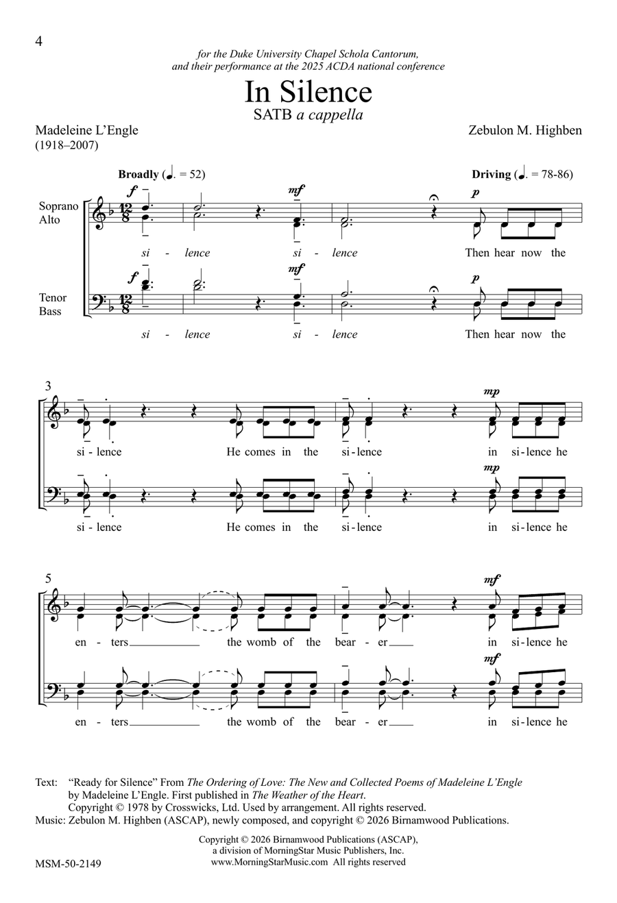 In Silence (Downloadable) 4-Part - Digital Sheet Music page 4