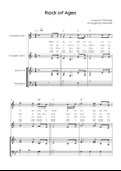 Rock of Ages - Brass Quartet in Bb With Chords & Lyric - Easy