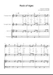 Rock of Ages - Brass Quartet in Eb With Chords & Lyric - Easy