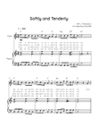 Softly and Tenderly - Flute & Piano in C With Chords & Lyric - Easy