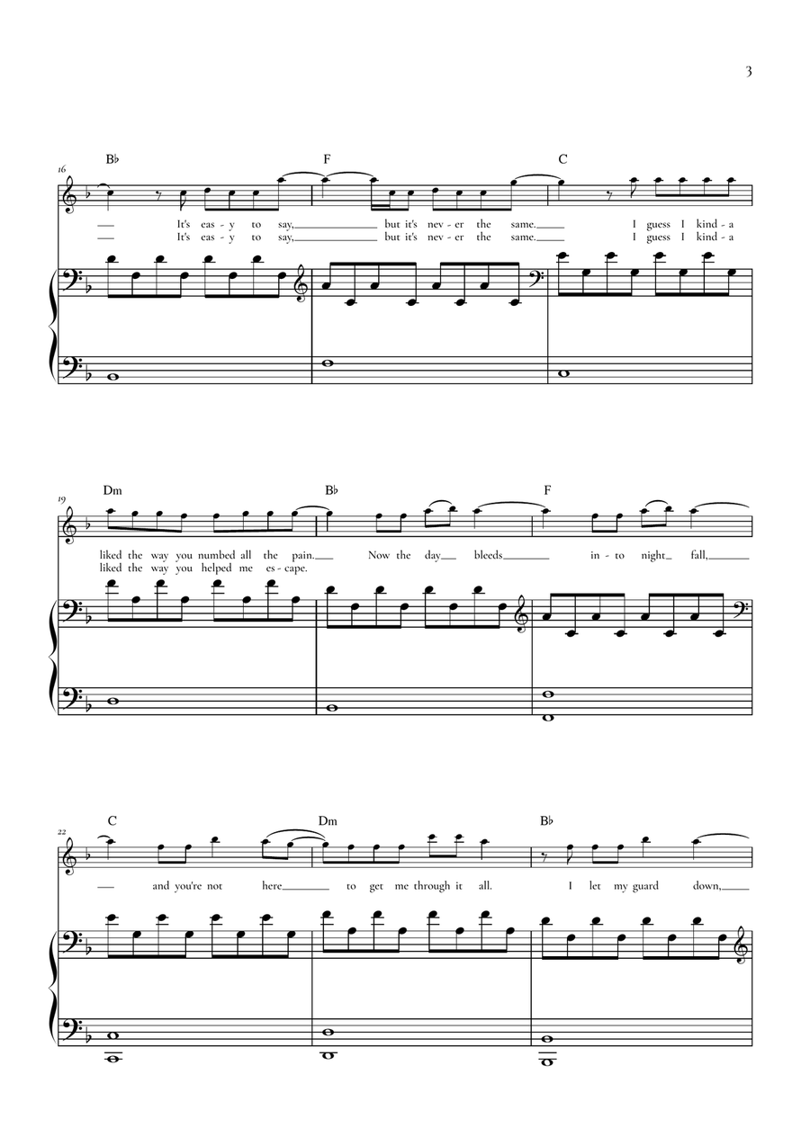 Someone You Loved by Lewis Capaldi Piano, Vocal - Digital Sheet Music page 3