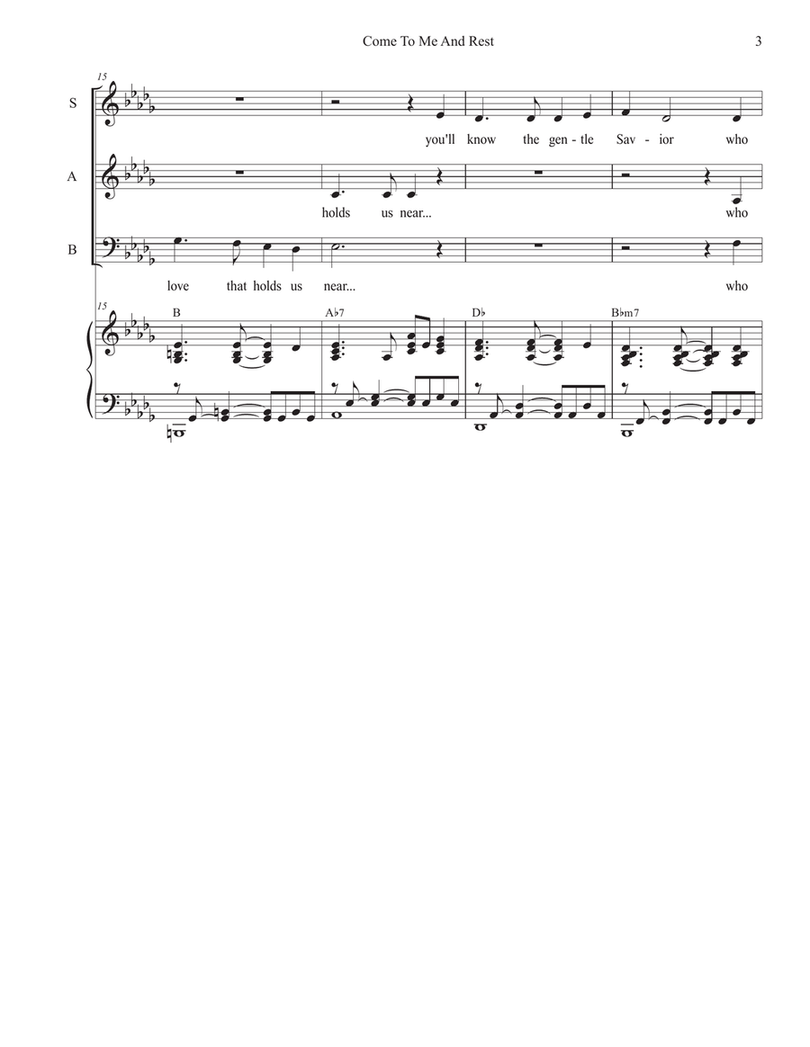 Come To Me And Rest (SAB) by Stephen DeCesare 3-Part - Digital Sheet Music page 3