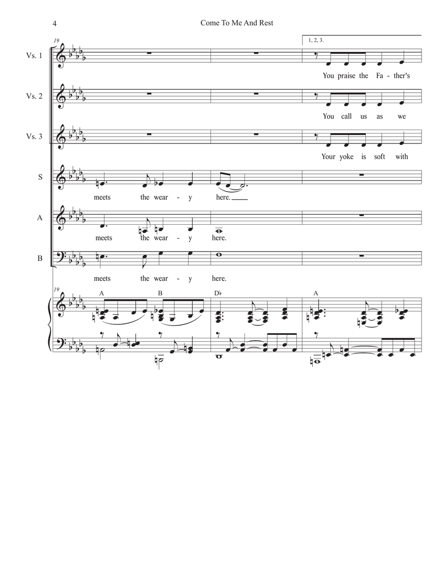Come To Me And Rest (SAB) by Stephen DeCesare 3-Part - Digital Sheet Music page 4