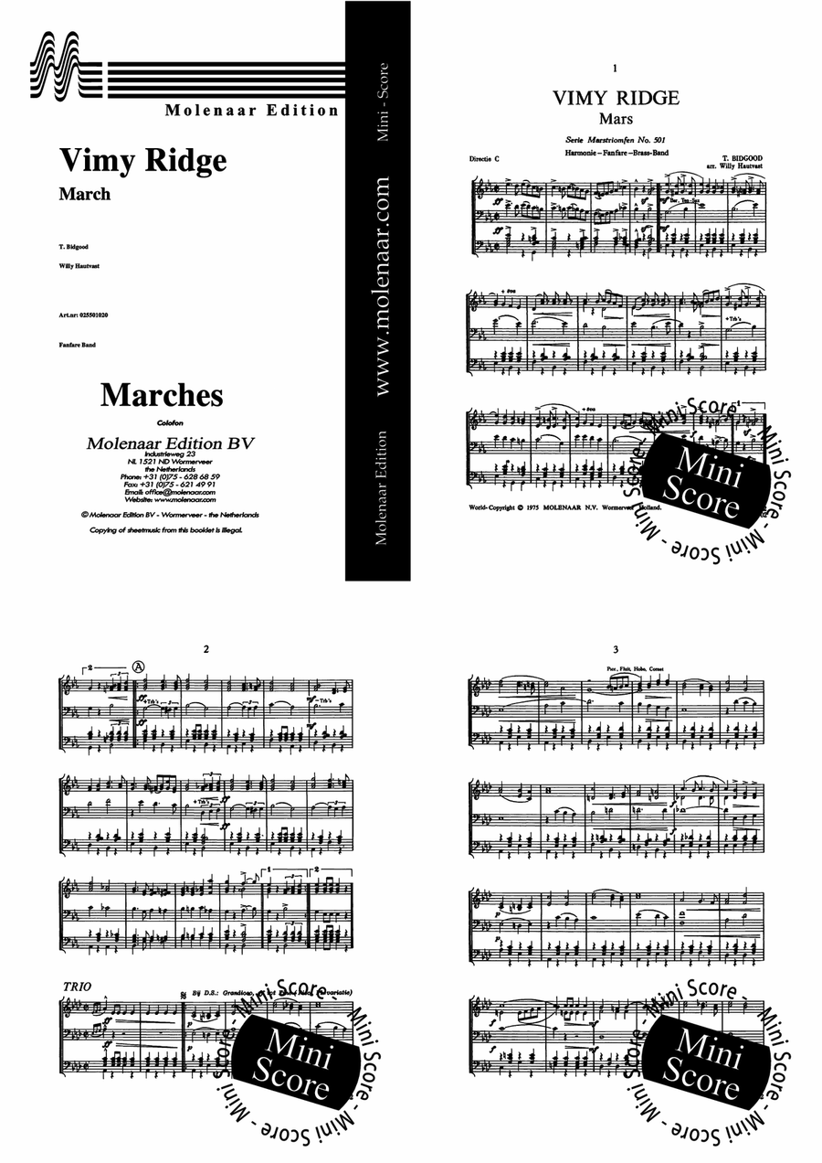 Vimy Ridge by Willy Hautvast Brass Band - Sheet Music page 2