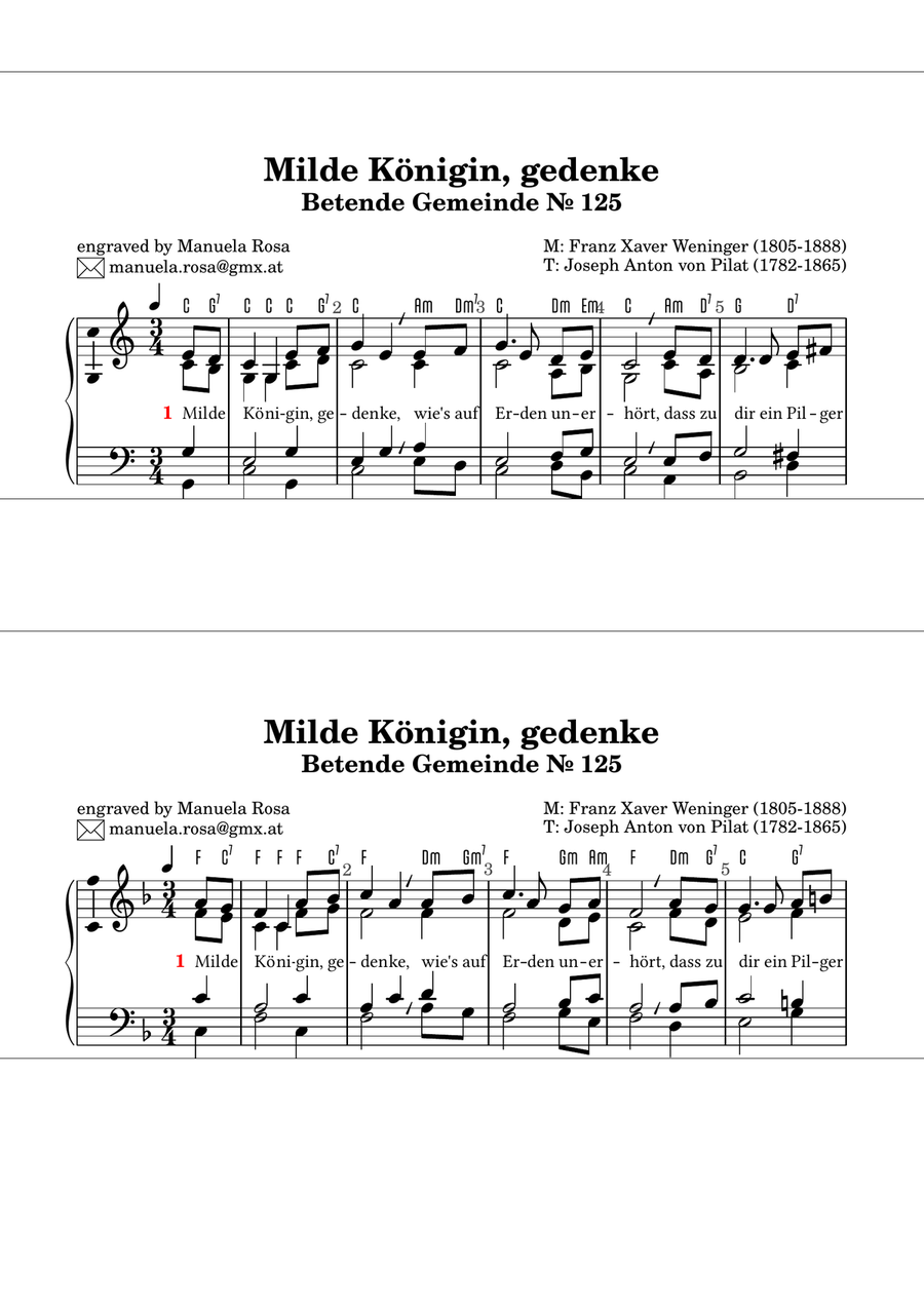 Milde Königin, gedenke (Betende Gemeinde 125; easy organ manualiter; Orgel leicht gesetzt) Organ - Digital Sheet Music page 2