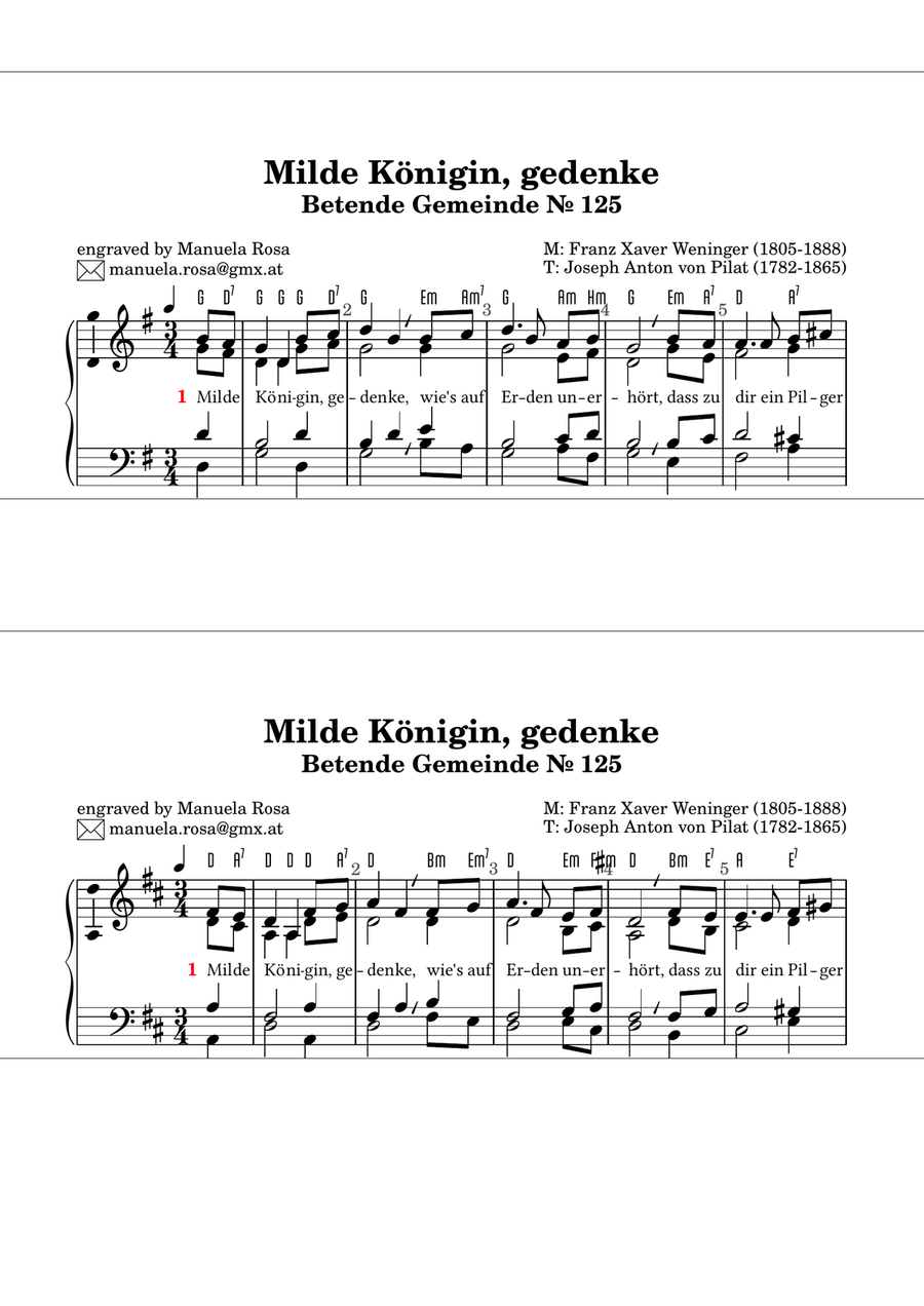 Milde Königin, gedenke (Betende Gemeinde 125; easy organ manualiter; Orgel leicht gesetzt) Organ - Digital Sheet Music page 3