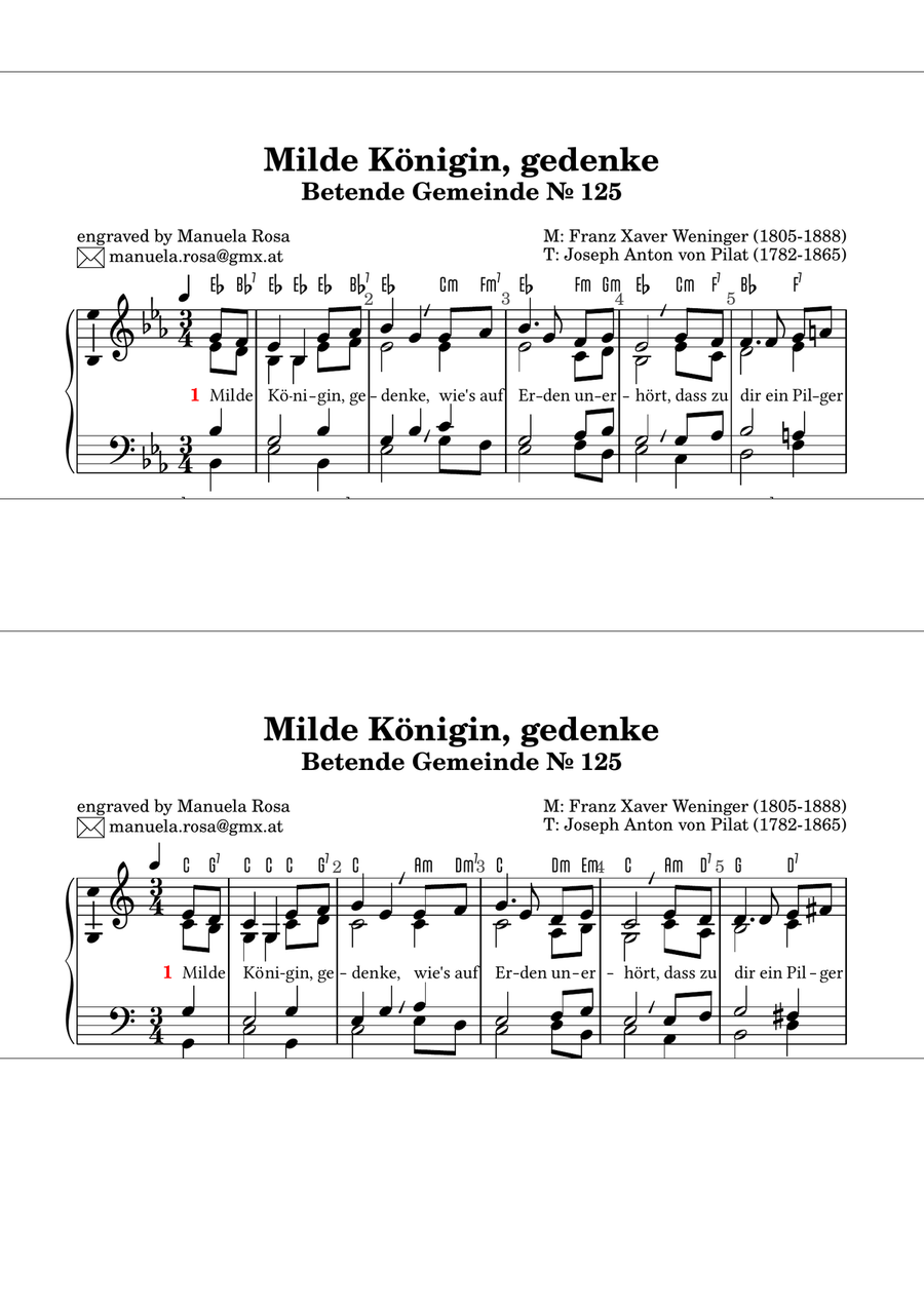 Milde Königin, gedenke (Betende Gemeinde 125; easy organ manualiter; Orgel leicht gesetzt) Organ - Digital Sheet Music page 4