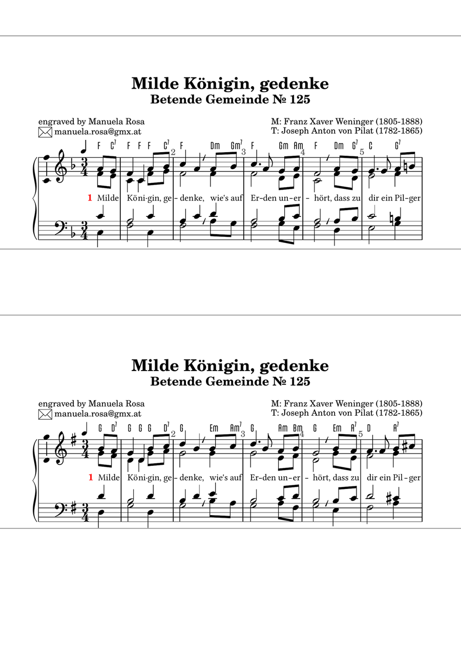 Milde Königin, gedenke (Betende Gemeinde 125; easy organ manualiter; Orgel leicht gesetzt) Organ - Digital Sheet Music page 5