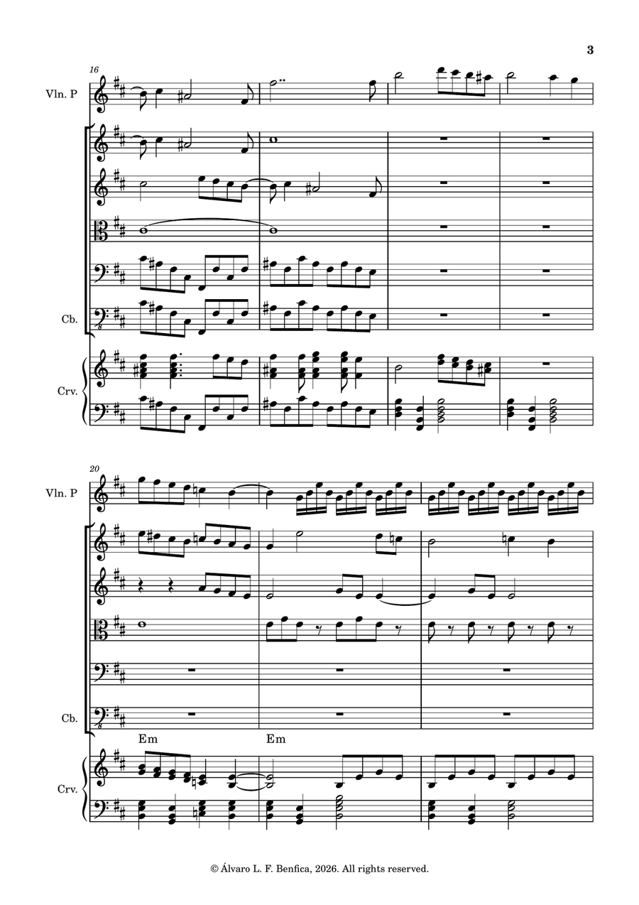 Concerto N°5 In Si Minore, per Violino, Archi e Cembalo Chamber Orchestra - Digital Sheet Music page 3