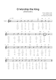 O Worship the King (Hanover) - Piano in C Solo With Chords & Lyrics - Easy