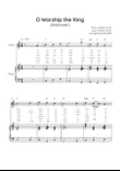 O Worship the King (Hanover) - Voice & Piano in C With Chords & Lyrics - Easy