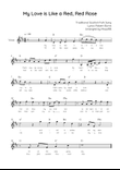 My Love is Like a Red, Red Rose - Voice Lead Sheet in D With Chords & Lyrics - Easy