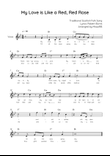 My Love is Like a Red, Red Rose - Voice Lead Sheet in Bb With Chords & Lyrics - Easy
