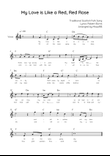 My Love is Like a Red, Red Rose - Voice Lead Sheet in C With Chords & Lyrics - Easy