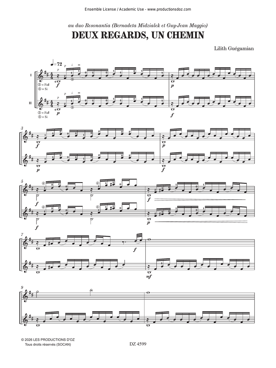 Deux regards, un chemin Guitar Duet - Digital Sheet Music page 3