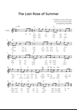 The Last Rose of Summer - Voice Lead Sheet in G With Chords & Lyrics - Easy