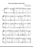 The Last Rose of Summer - Piano in Bb With Chords & Lyrics - Easy