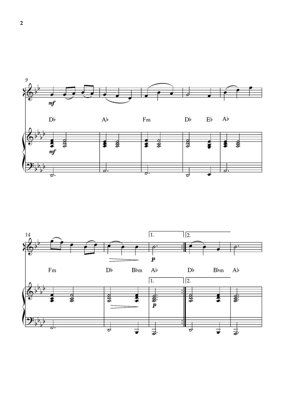 Be Thou My Vision - Easy Clarinet & Piano with Chords (Ab Major) B-Flat Clarinet - Digital Sheet Music page 2