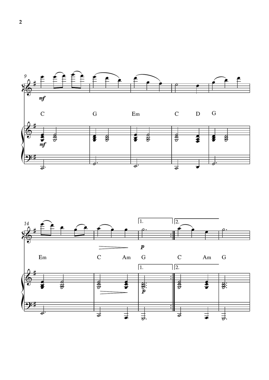 Be Thou My Vision - Easy Flute & Piano with Chords (G Major) Flute - Digital Sheet Music page 2