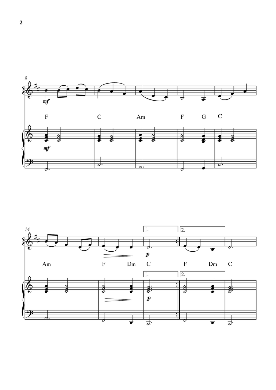 Be Thou My Vision - Easy Clarinet & Piano with Chords (C Major) B-Flat Clarinet - Digital Sheet Music page 2