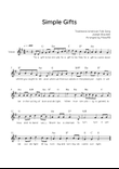 Simple Gifts - Voice Lead Sheet in G With Lyrics & Chords - Easy