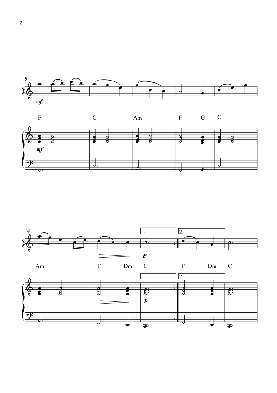 Be Thou My Vision - Easy Flute & Piano with Chords (C Major) Flute - Digital Sheet Music page 2