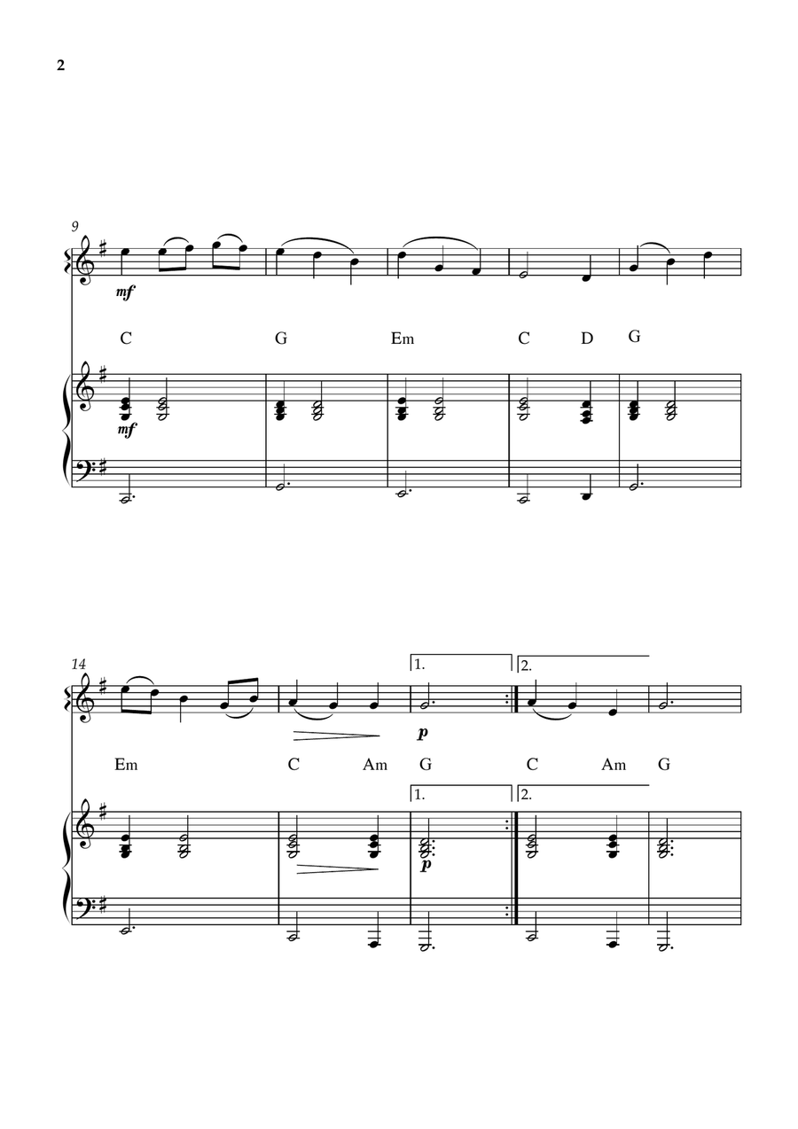 Be Thou My Vision - Easy Oboe & Piano with Chords (G Major) Piano - Digital Sheet Music page 2