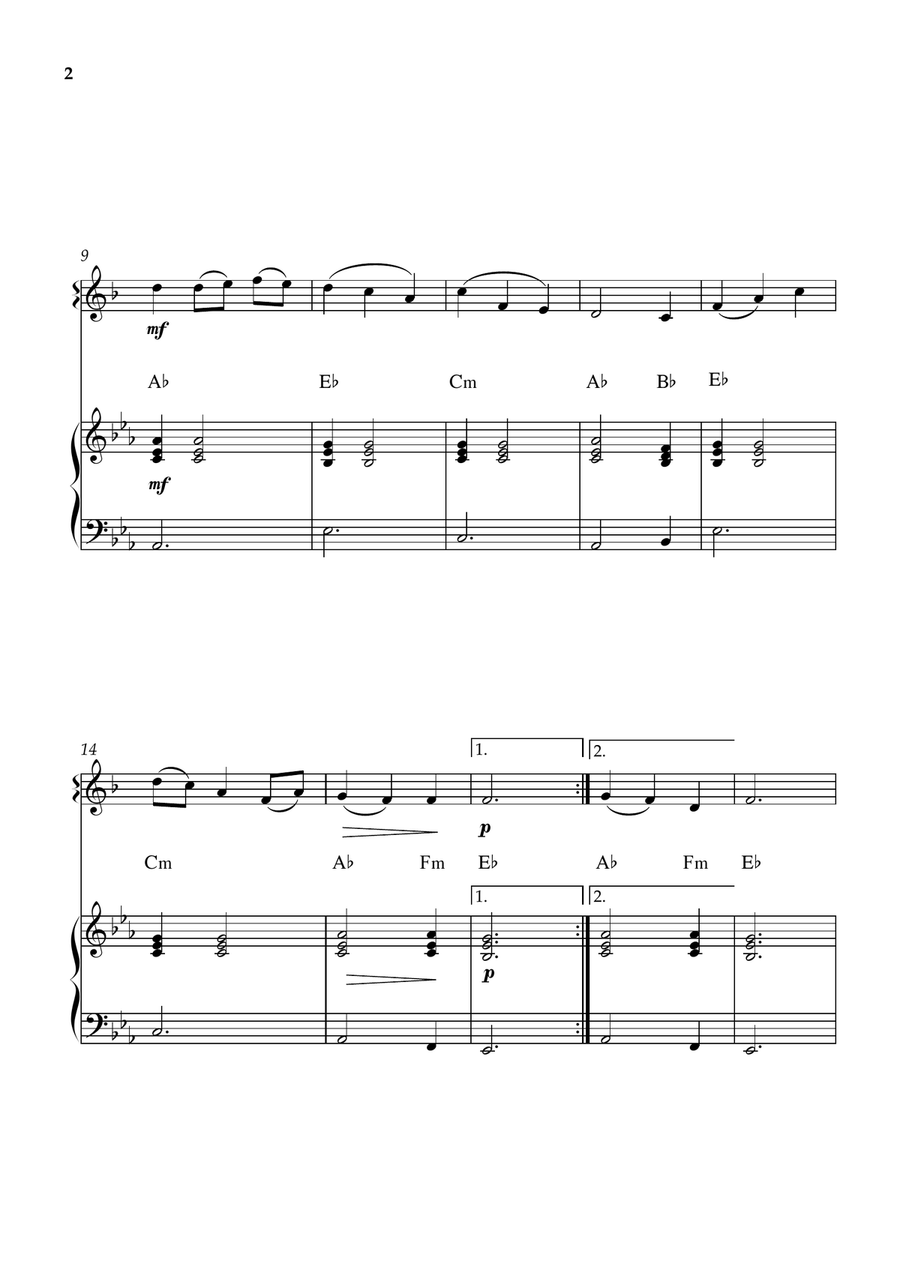 Be Thou My Vision - Easy Trumpet & Piano with Chords (Eb Major) B-Flat Trumpet - Digital Sheet Music page 2