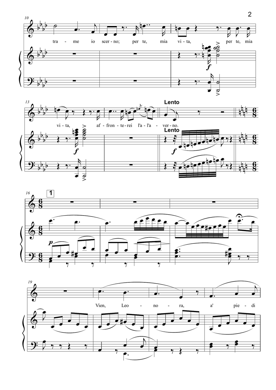 MA DE' MALVAGI INVAN VIEN, LEONORA, A' PIEDI TUOI - For Soprano and Piano by Renato Tagliabue Piano, Vocal - Digital Sheet Music page 2